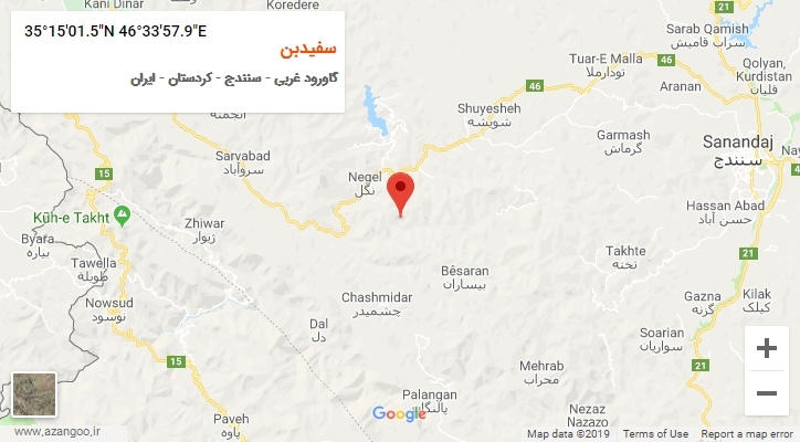 روستای سفیدبن بر روی نقشه