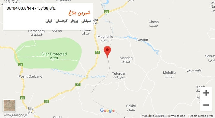 روستای شیرین بلاغ بر روی نقشه