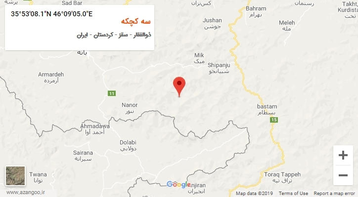 روستای سه کچکه بر روی نقشه