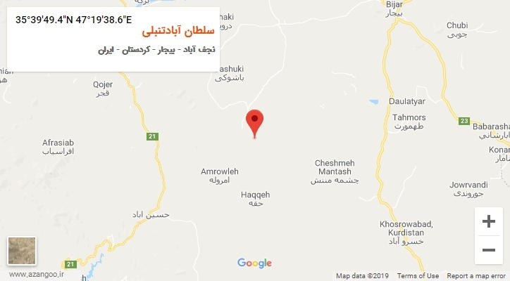 روستای سلطان آبادتنبلی بر روی نقشه