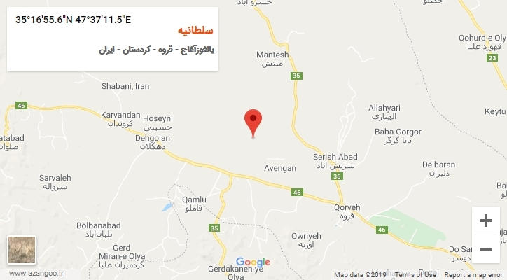 روستای سلطانیه بر روی نقشه