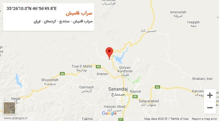 روستای سرآب قامیش بر روی نقشه