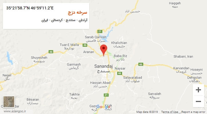 روستای سرخه دزج بر روی نقشه