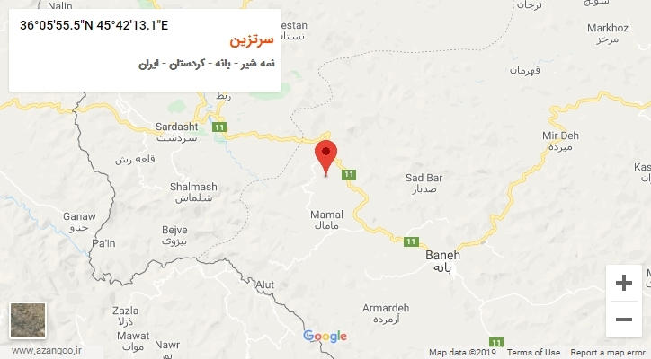 روستای سرتزین بر روی نقشه
