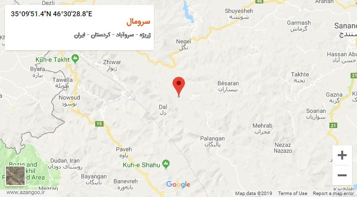 روستای سرومال بر روی نقشه