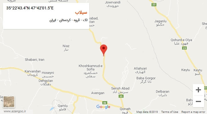 روستای سیلاب بر روی نقشه