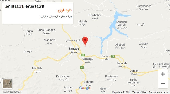 روستای تاوه قران بر روی نقشه