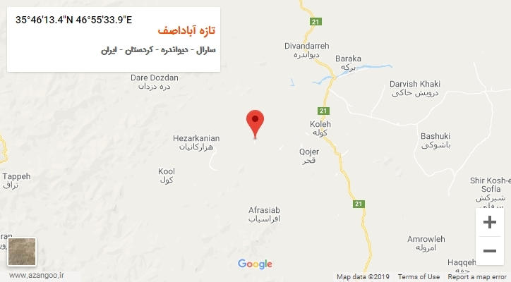 روستای تازه آباداصف بر روی نقشه