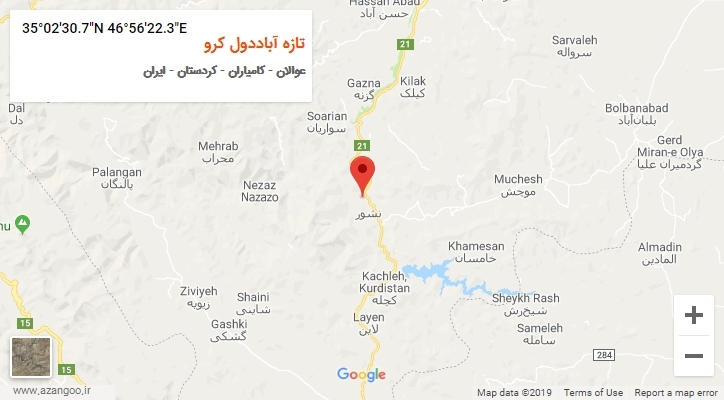 روستای تازه آباددول کرو بر روی نقشه