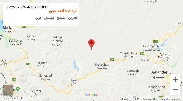 روستای تازه آبادقلعه جوق بر روی نقشه