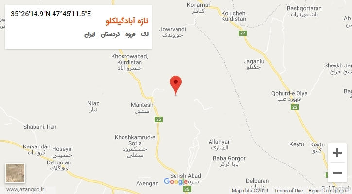 روستای تازه آبادگیلکلو بر روی نقشه