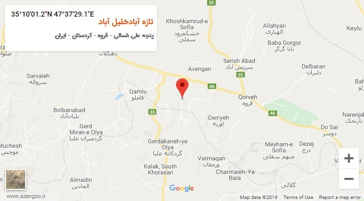 روستای تازه آبادخلیل آباد بر روی نقشه