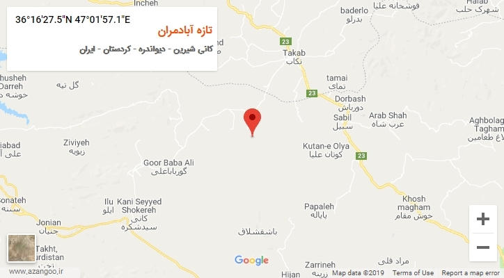 روستای تازه آبادمران بر روی نقشه