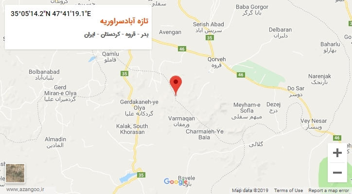 روستای تازه آبادسراوریه بر روی نقشه