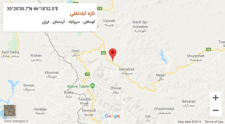 روستای تازه آبادتفلی بر روی نقشه