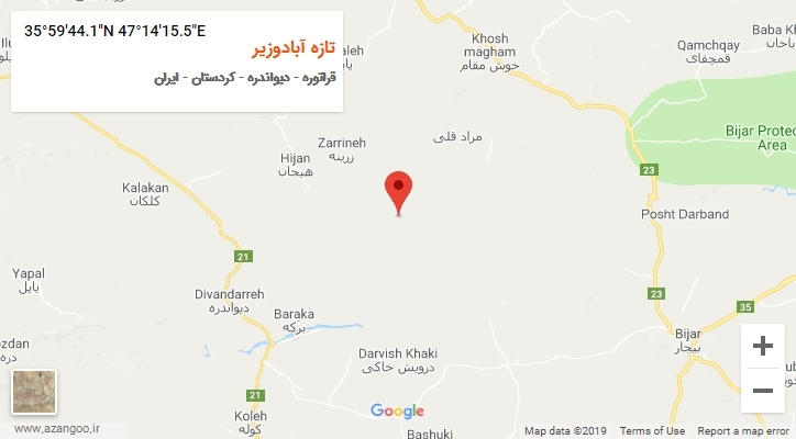 روستای تازه آبادوزیر بر روی نقشه