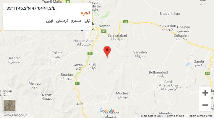 روستای تجره بر روی نقشه