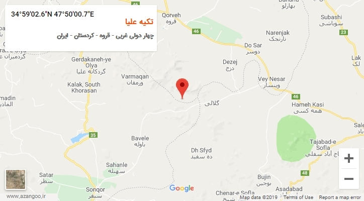 روستای تکیه علیا بر روی نقشه
