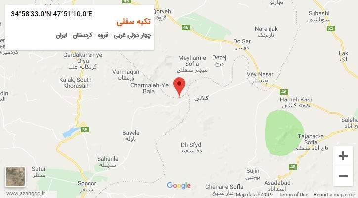 روستای تکیه سفلی بر روی نقشه