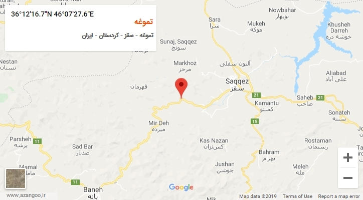 روستای تموغه بر روی نقشه