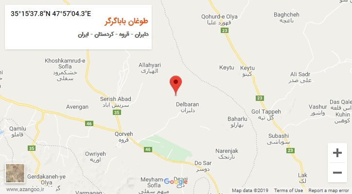 روستای طوغان باباگرگر بر روی نقشه