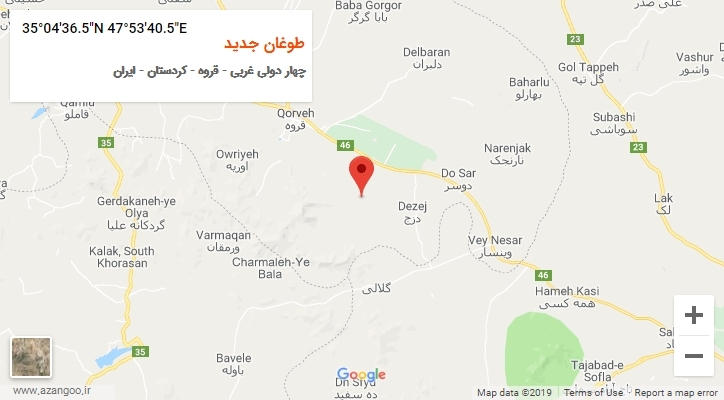 روستای طوغان جدید بر روی نقشه
