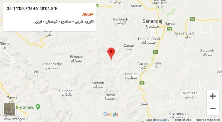 روستای توریور بر روی نقشه
