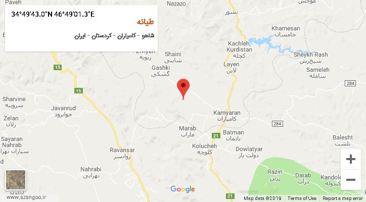 روستای طیانه بر روی نقشه
