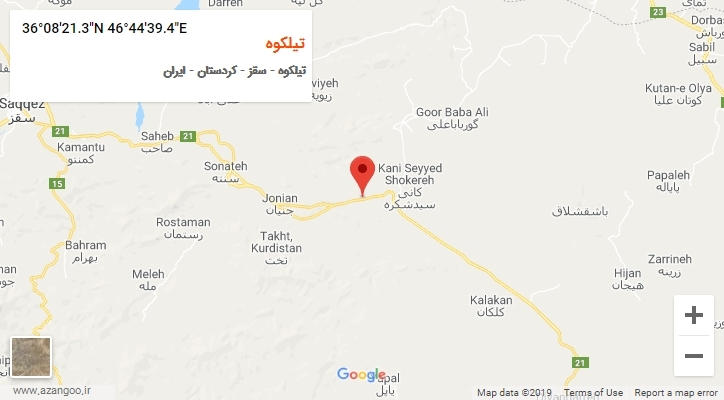 روستای تیلکوه بر روی نقشه