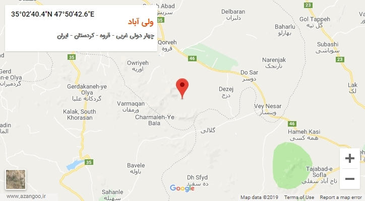 روستای ولی آباد بر روی نقشه