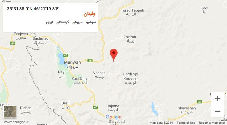 روستای ولینان بر روی نقشه