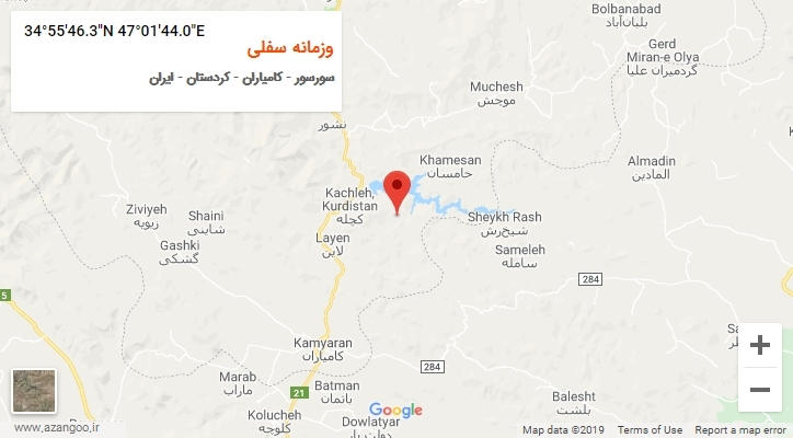 روستای وزمانه سفلی بر روی نقشه