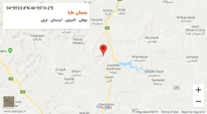روستای یمینان علیا بر روی نقشه