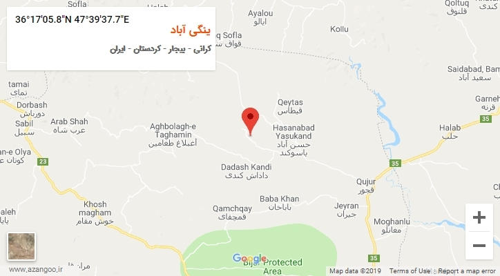 روستای ینگی آباد بر روی نقشه