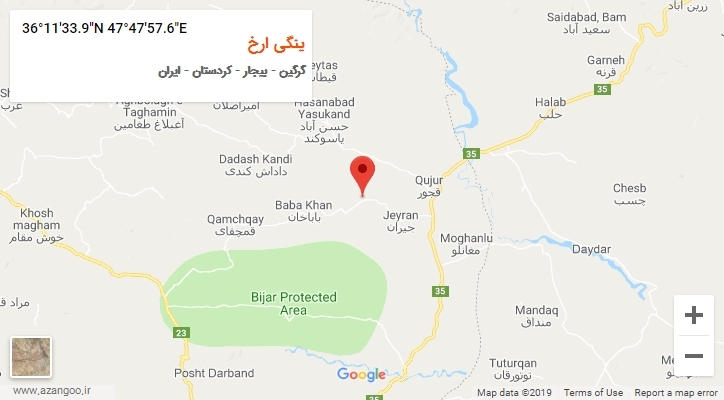 روستای ینگی ارخ بر روی نقشه