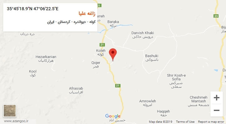 روستای زاغه علیا بر روی نقشه