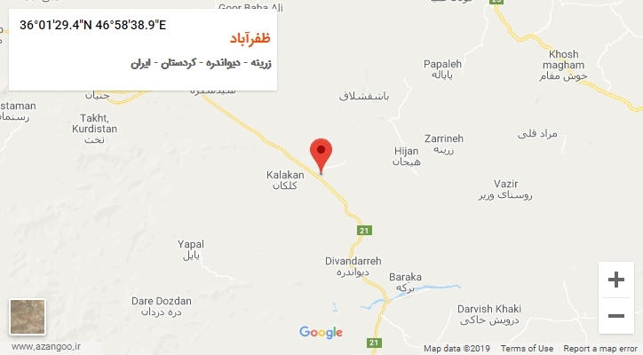 روستای ظفرآباد بر روی نقشه