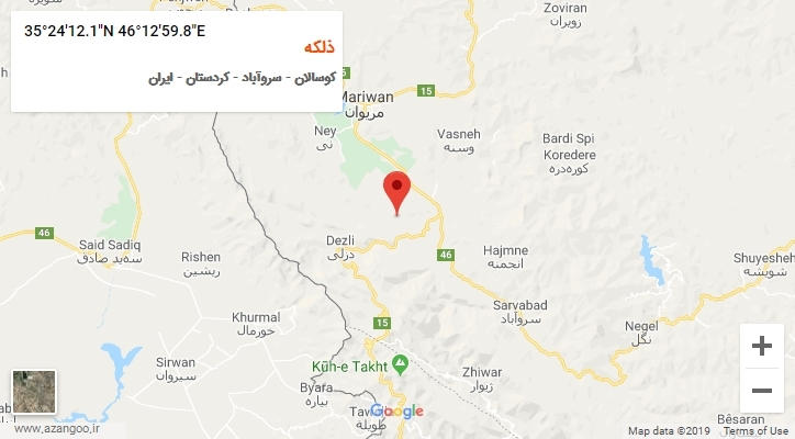 روستای ذلکه بر روی نقشه