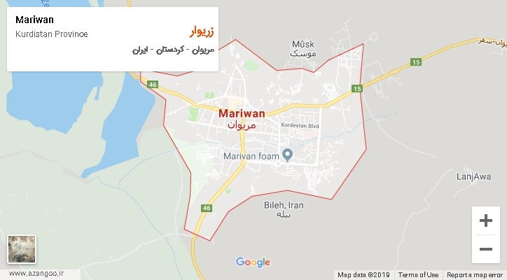 دهستان زریوار بر روی نقشه