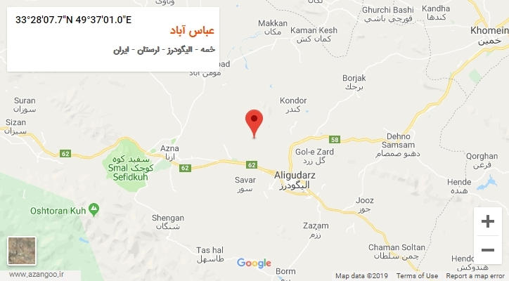 روستای عباس آباد بر روی نقشه