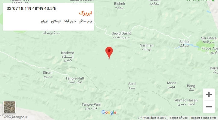 روستای ابریزک بر روی نقشه