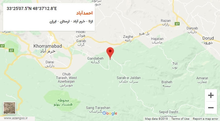 روستای احمدآباد بر روی نقشه