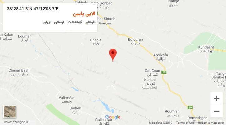 روستای الایی پایین بر روی نقشه