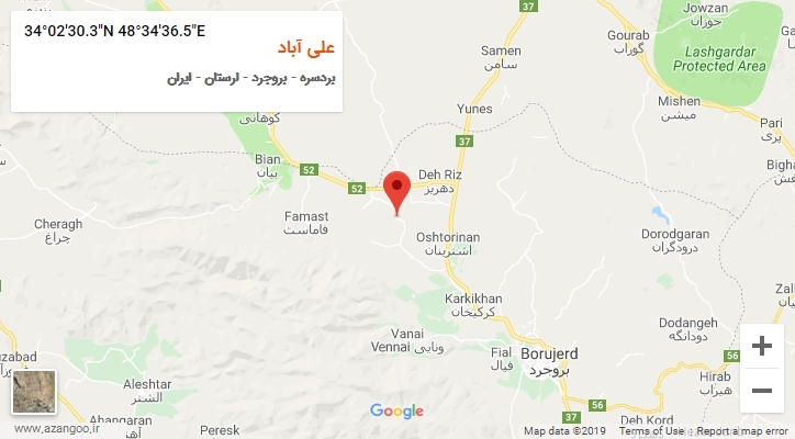 روستای علی آباد بر روی نقشه