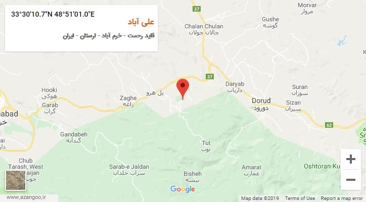 روستای علی آباد بر روی نقشه