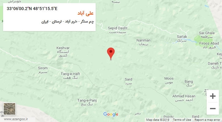 روستای علی آباد بر روی نقشه