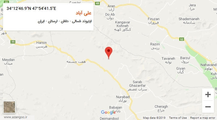 روستای علی آباد بر روی نقشه