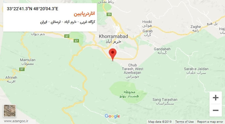روستای اناردرپایین بر روی نقشه