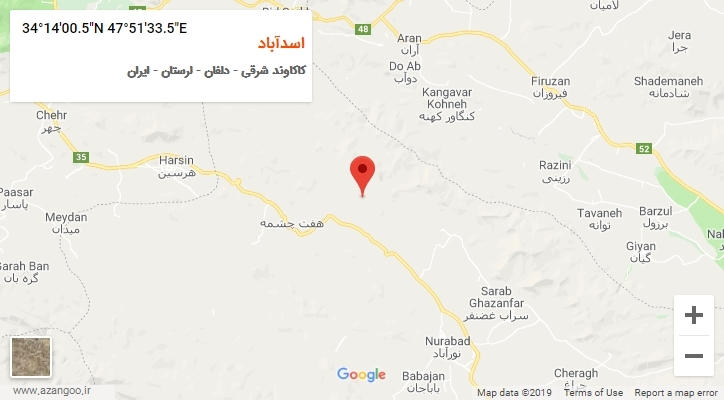 روستای اسدآباد بر روی نقشه