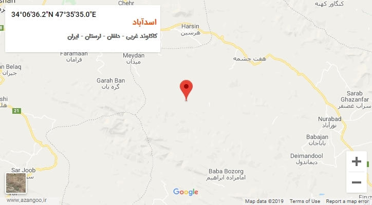 روستای اسدآباد بر روی نقشه